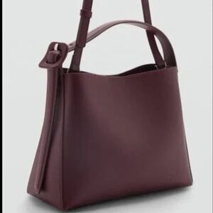 Mango Structured Top-Handle Shoulder Bag - Wine
